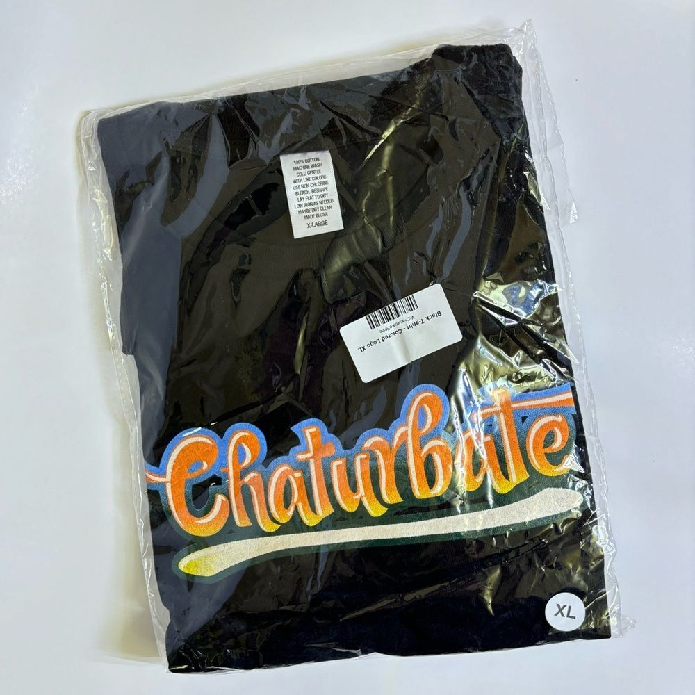 Chaturbate Merch Unisex Logo Black Short Sleeve T-Shirt - Size XL / Memorabilia
